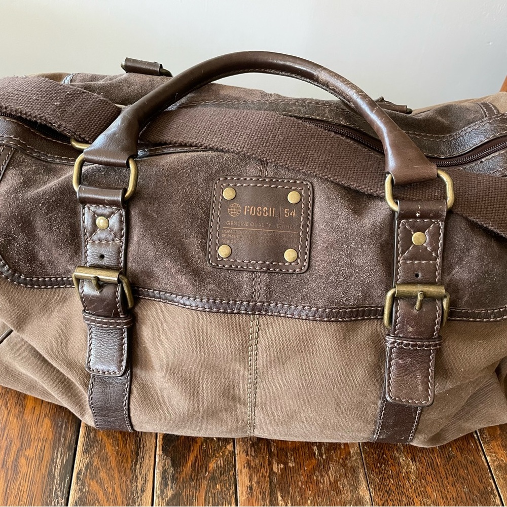 Fossil duffel bag-canvas and leather